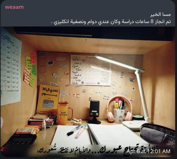 تقدم يومي لمشترك بتحدي الـ30 يوم